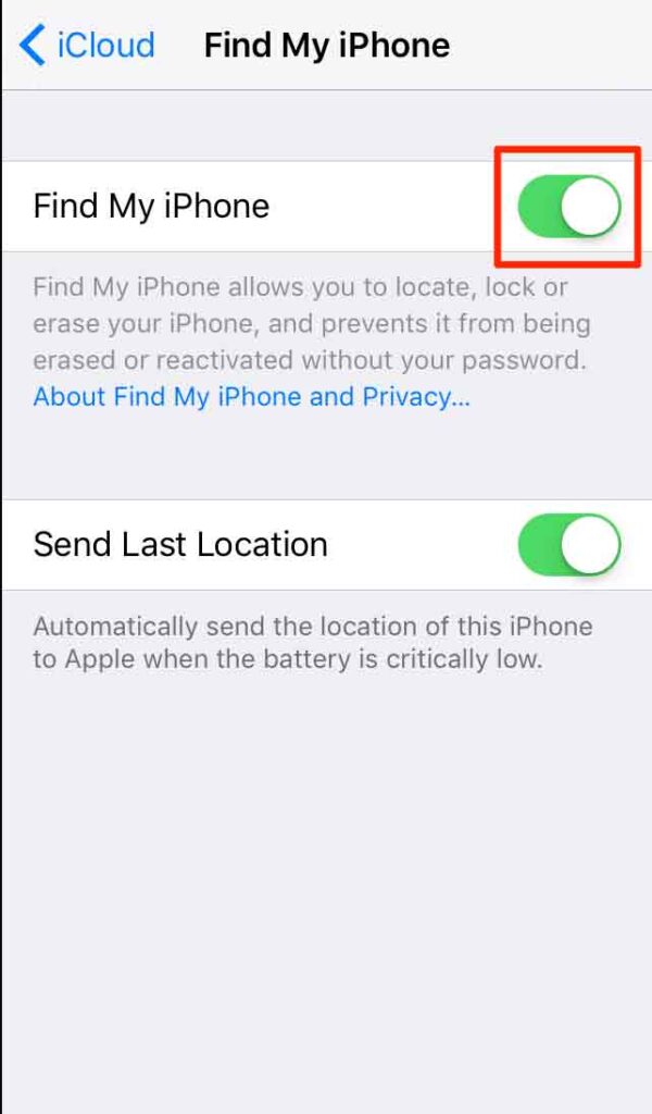 how to enable find my iPhone 1